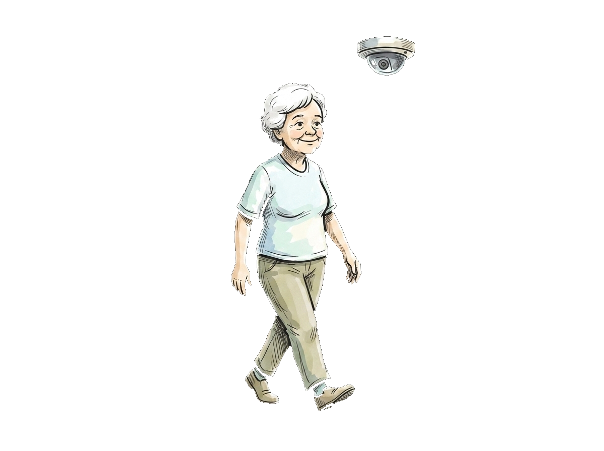Illustration of independent living with a discreet camera
